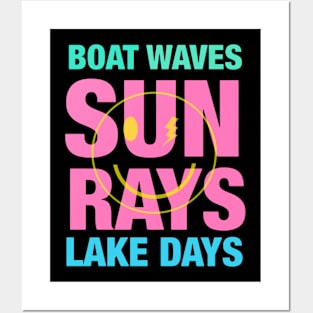 Boat Waves Sun Rays Lake Days Posters and Art